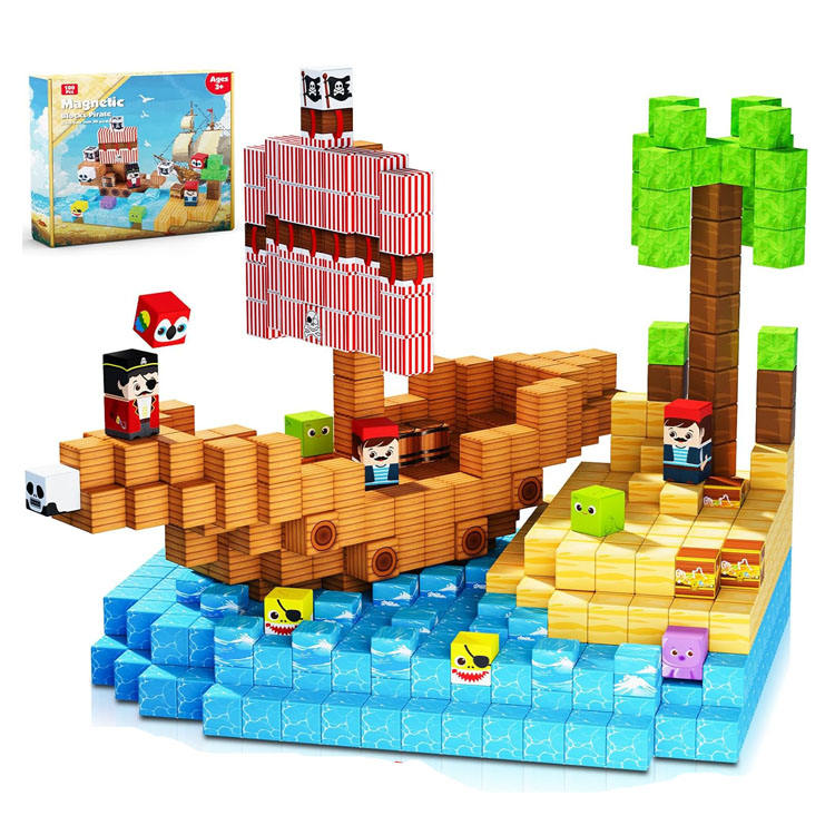 Pirate-Ship Magnetic Block Set - 2 cm Cubes - product view 7
