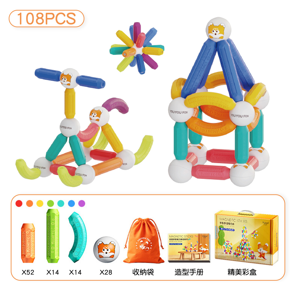 108-Piece Magnetic Rod Building Set