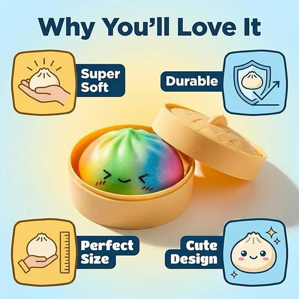 Color Dumpling Squeeze Toys with Steamer Pack - product view 4