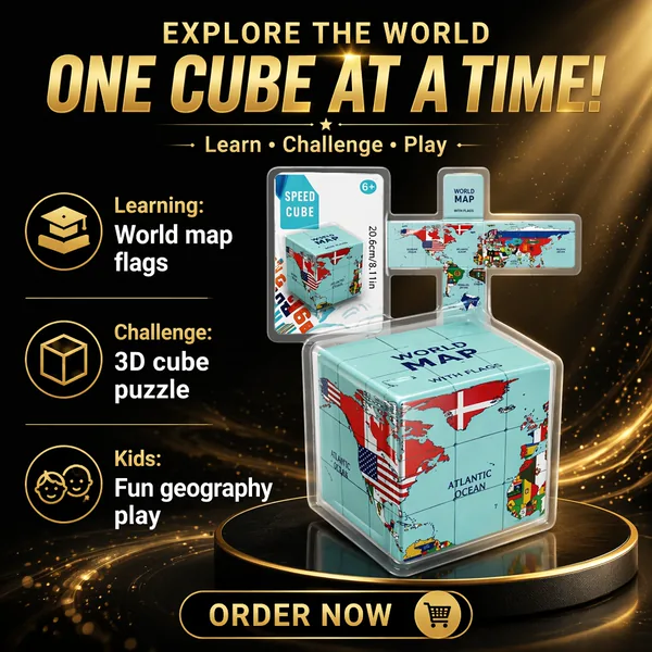 World Map & Flag 3D Puzzle Cube - product view 5
