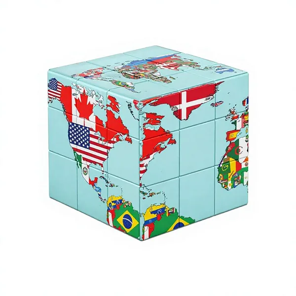 World Map & Flag 3D Puzzle Cube