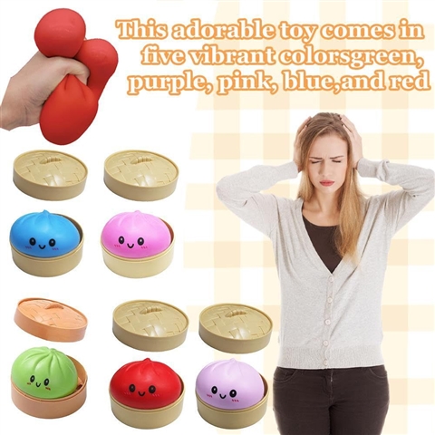 Five-Color Baozi Squeeze Toy with Steamer