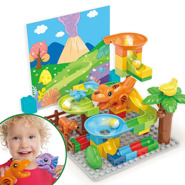 60-Piece Dinosaur Marble Run Set