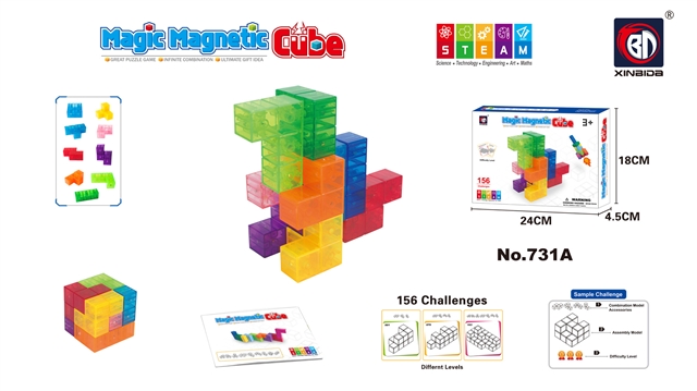 9-Piece Magnetic Puzzle Cube - Transparent