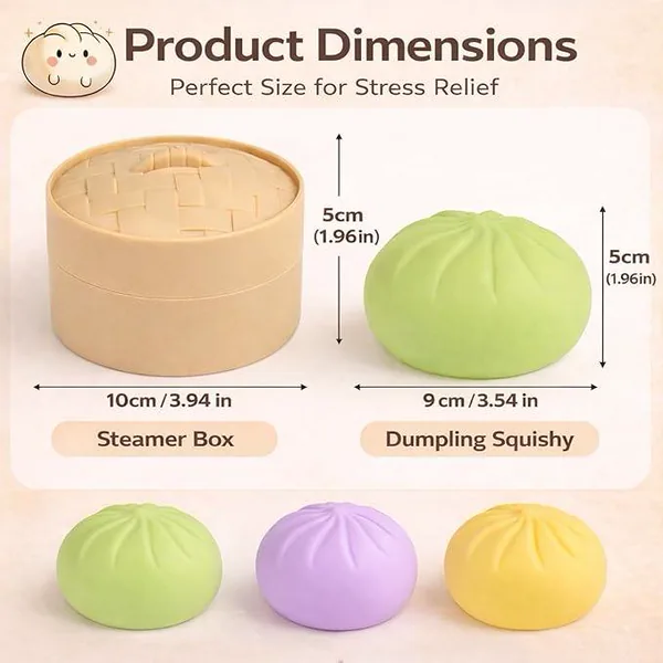 Dumpling Squeeze Toy with Steamer Packaging