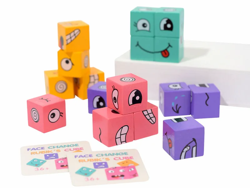 Wooden Expression-Matching Cube Game - product view 3