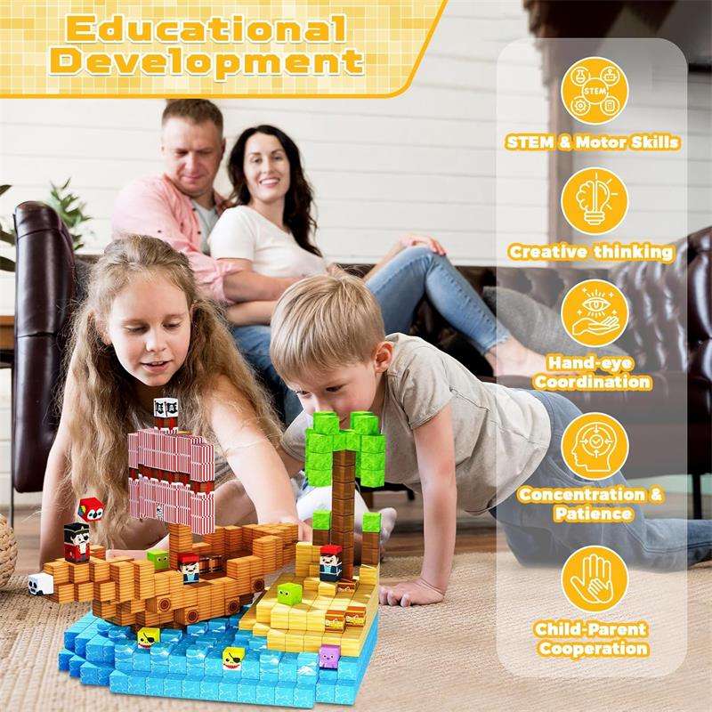 Pirate-Ship Magnetic Block Set - 2 cm Cubes - product view 8