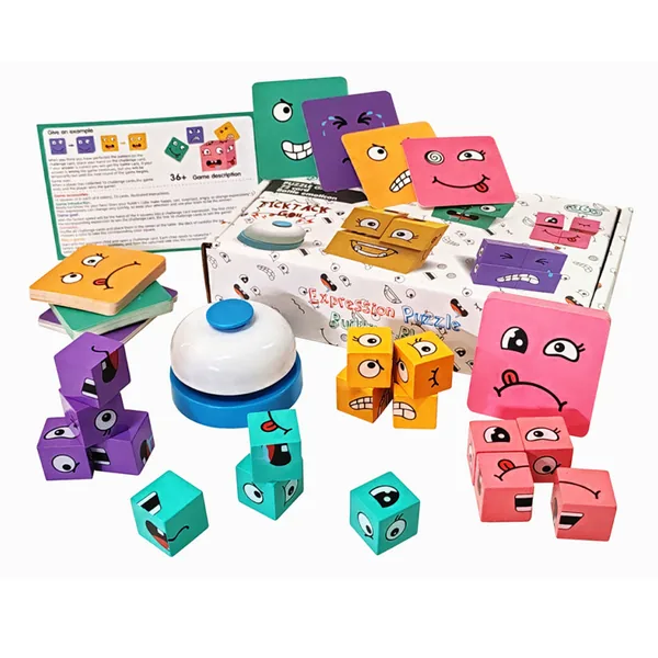 Wooden Expression-Matching Cube Game - product view 2