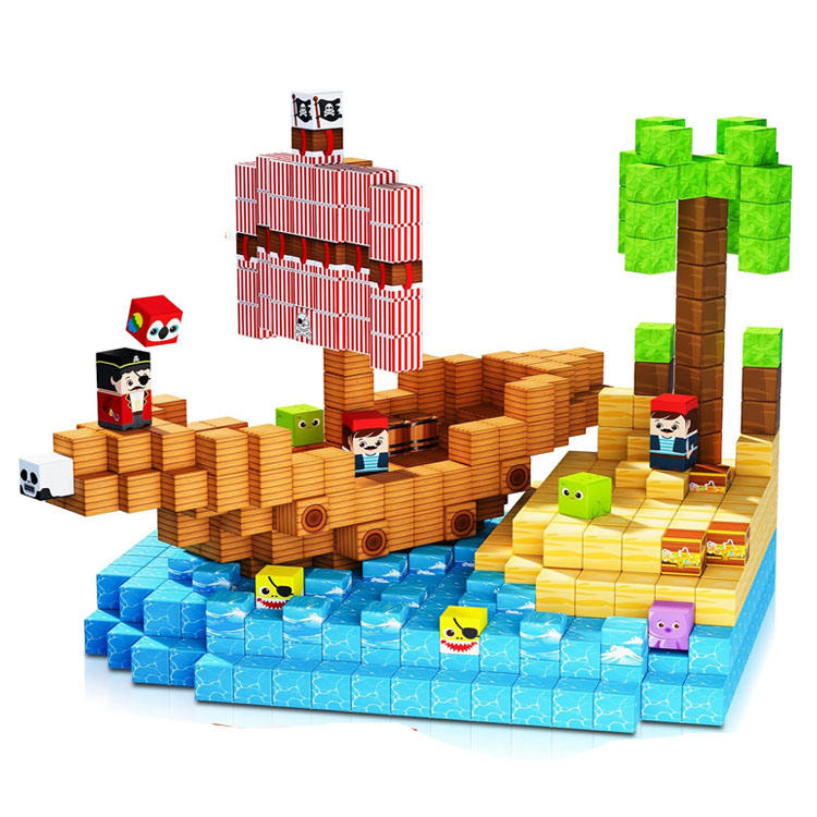 Pirate-Ship Magnetic Block Set - 2 cm Cubes - product view 2