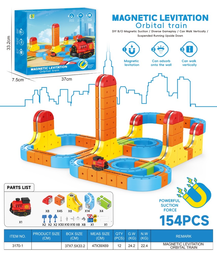 Magnetic Car Track Building Set - 150 Pieces